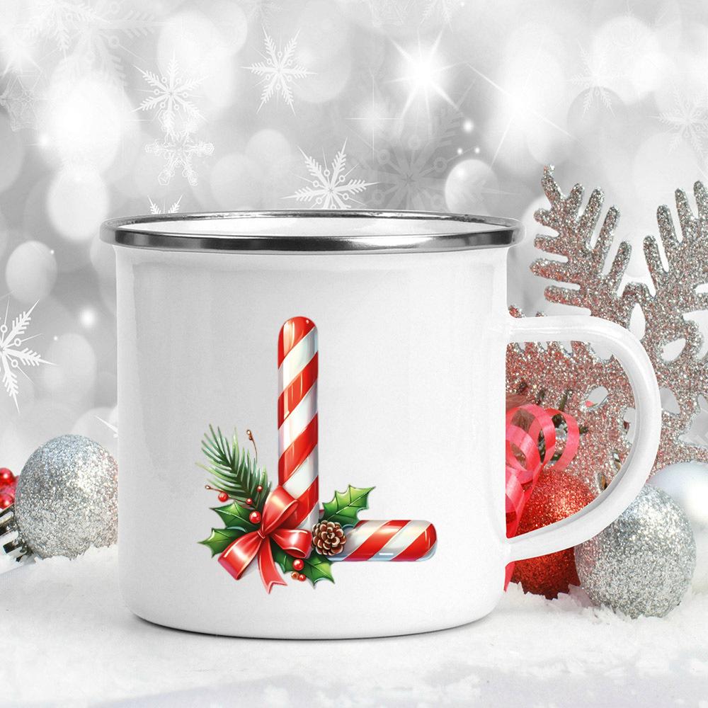Emaille-Becher mit 26 Buchstaben, bedruckt, für Kaffee, Saft, Milch, Tassen mit Weihnachtsgriff, Weinbecher, Weihnachten, beste Geschenke für Sie von Joom DACH