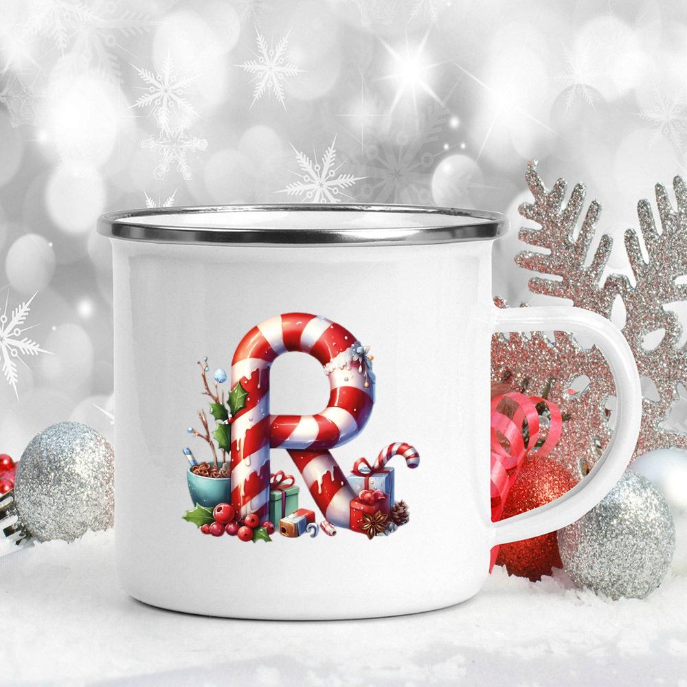 Emaille-Becher mit 26 Buchstaben, bedruckt, für Kaffee, Saft, Milch, Tassen mit Weihnachtsgriff, Weinbecher, Weihnachten, beste Geschenke für Sie von Joom DACH