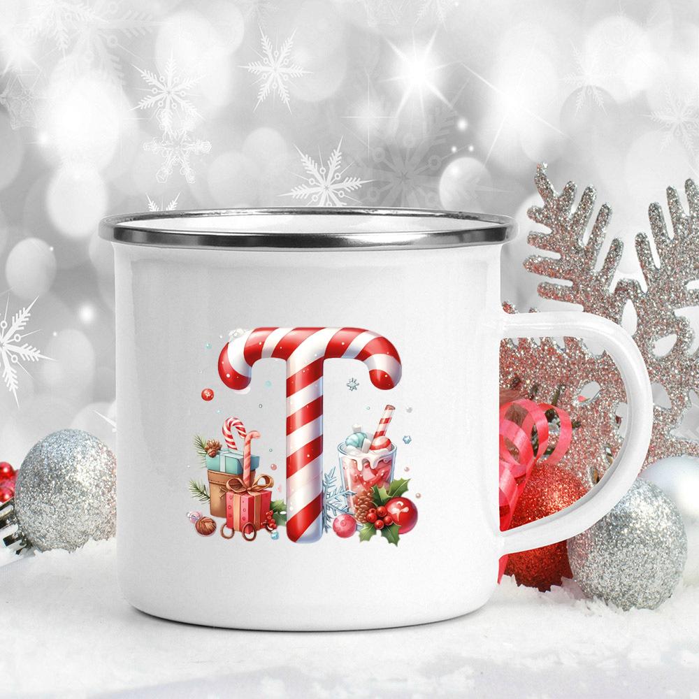 Emaille-Becher mit 26 Buchstaben, bedruckt, für Kaffee, Saft, Milch, Tassen mit Weihnachtsgriff, Weinbecher, Weihnachten, beste Geschenke für Sie von Joom DACH
