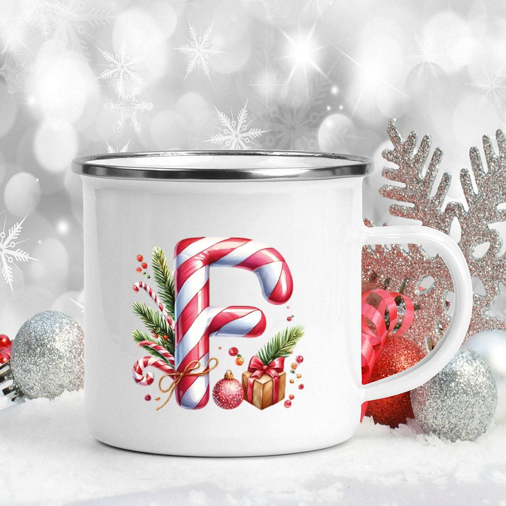 Emaille-Becher mit 26 Buchstaben, bedruckt, für Kaffee, Saft, Milch, Tassen mit Weihnachtsgriff, Weinbecher, Weihnachten, beste Geschenke für Sie von Joom DACH