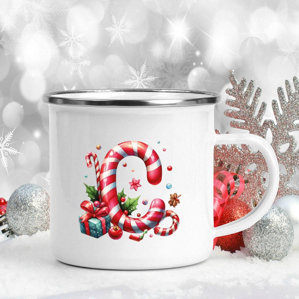 Emaille-Becher mit 26 Buchstaben, bedruckt, für Kaffee, Saft, Milch, Tassen mit Weihnachtsgriff, Weinbecher, Weihnachten, beste Geschenke für Sie von Joom DACH