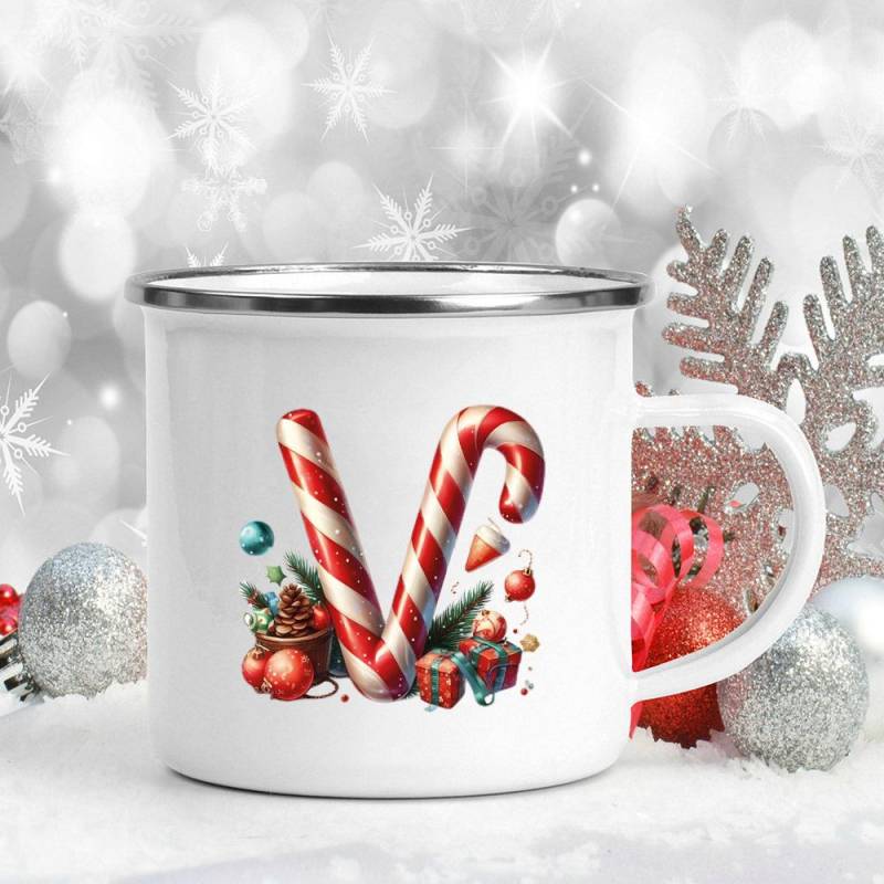 Emaille-Becher mit 26 Buchstaben, bedruckt, für Kaffee, Saft, Milch, Tassen mit Weihnachtsgriff, Weinbecher, Weihnachten, beste Geschenke für Sie von Joom DACH