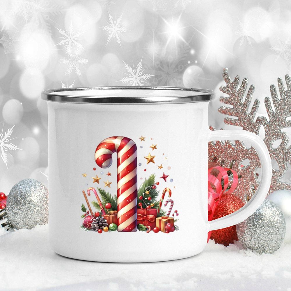 Emaille-Becher mit 26 Buchstaben, bedruckt, für Kaffee, Saft, Milch, Tassen mit Weihnachtsgriff, Weinbecher, Weihnachten, beste Geschenke für Sie von Joom DACH