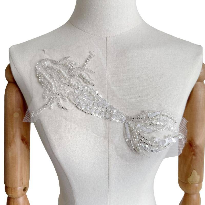 Gestickte Applikation Stickerei Fisch Aufnäher Aufnähen Stoffaufnäher Stickerei Pailletten Applikation für Hochzeitskleid 1 von Joom DACH