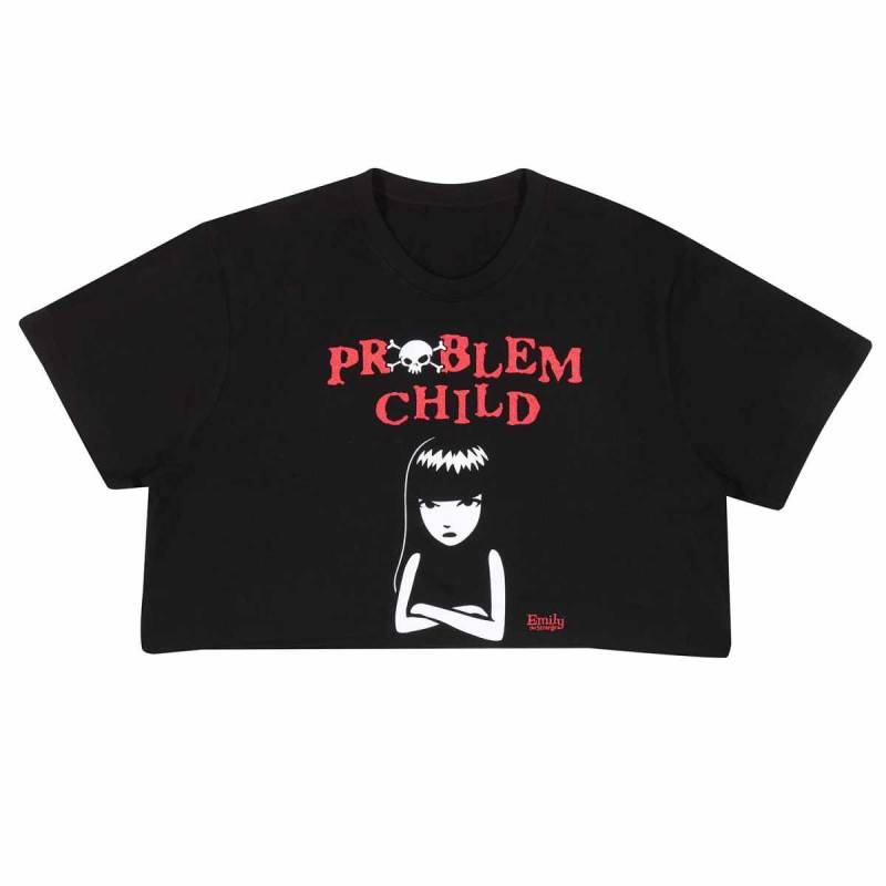 Emily The Strange Unisex-Erwachsene Problemkind Crop T-Shirt XXL schwarz von Joom DACH