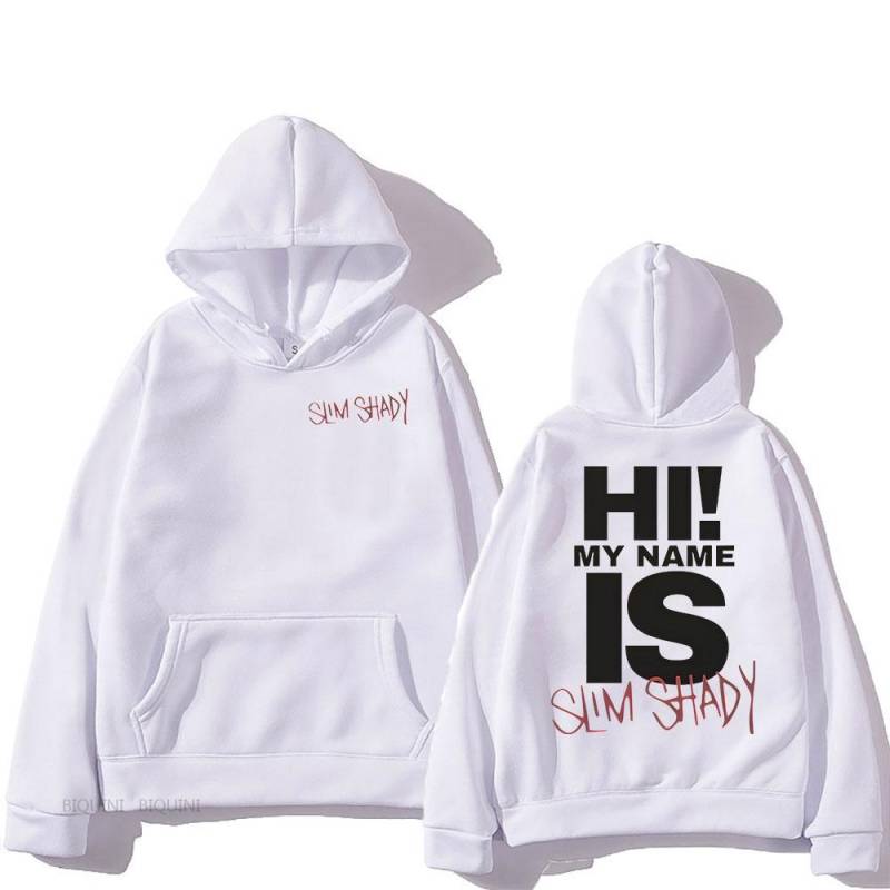 Eminem Slim Shady Hoodies Sudaderas Con Capucha Langarm Männer Frauen Sweatshirts mit Kapuze Sudaderas Fleece Unisex Pullover L weiß von Joom DACH