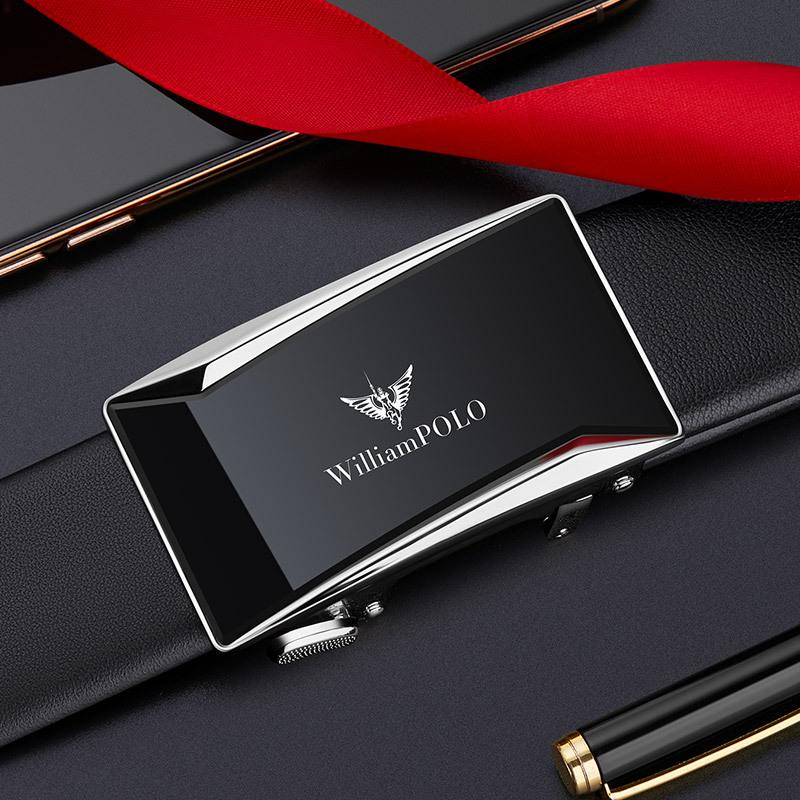 Emperor Herren-Ledergürtel, automatische Schnalle, Business-Gürtel, Herrengürtel aus reinem Rindsleder, Herrengürtel 120cm von Joom DACH