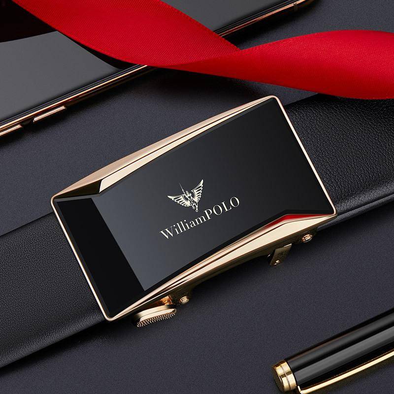 Emperor Herren-Ledergürtel, automatische Schnalle, Business-Gürtel, Herrengürtel aus reinem Rindsleder, Herrengürtel 130cm von Joom DACH