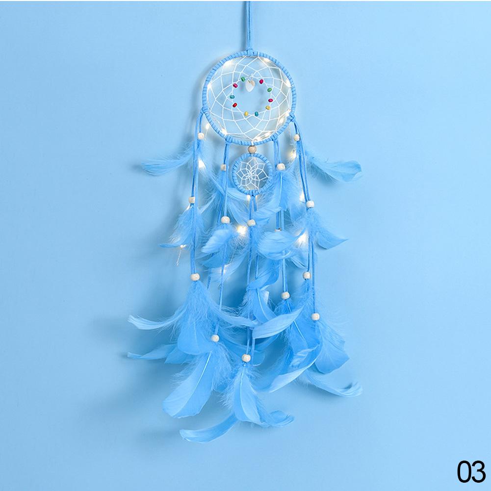 Endlose Liebe, handgefertigte Traumfänger-Geschenke mit LED-Licht, Traumfänger-Anhänger, kreatives hohles Windspiel, Wandbehang blau von Joom DACH