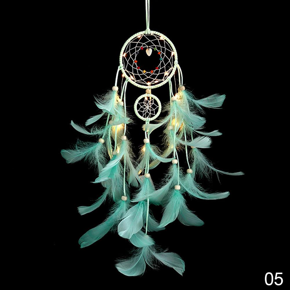 Endlose Liebe, handgefertigte Traumfänger-Geschenke mit LED-Licht, Traumfänger-Anhänger, kreatives hohles Windspiel, Wandbehang grün von Joom DACH