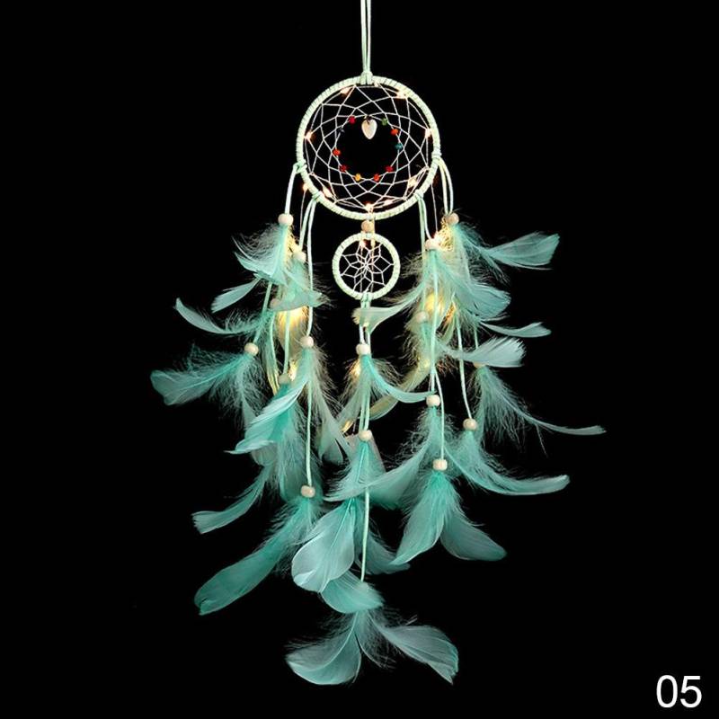 Endlose Liebe, handgefertigte Traumfänger-Geschenke mit LED-Licht, Traumfänger-Anhänger, kreatives hohles Windspiel, Wandbehang grün von Joom DACH
