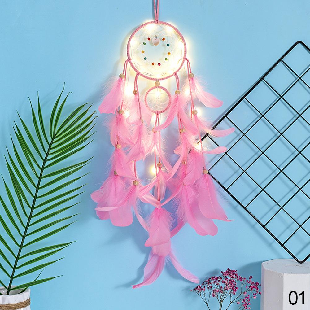 Endlose Liebe, handgefertigte Traumfänger-Geschenke mit LED-Licht, Traumfänger-Anhänger, kreatives hohles Windspiel, Wandbehang rosa von Joom DACH