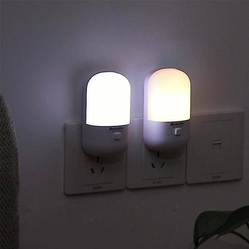 Energiesparende 3-W-Nachtlicht-Plug-in-LED-Steckdosenlampe Innenbeleuchtung EU Zweifarbige Nachttischlampe EU weiß von Joom DACH