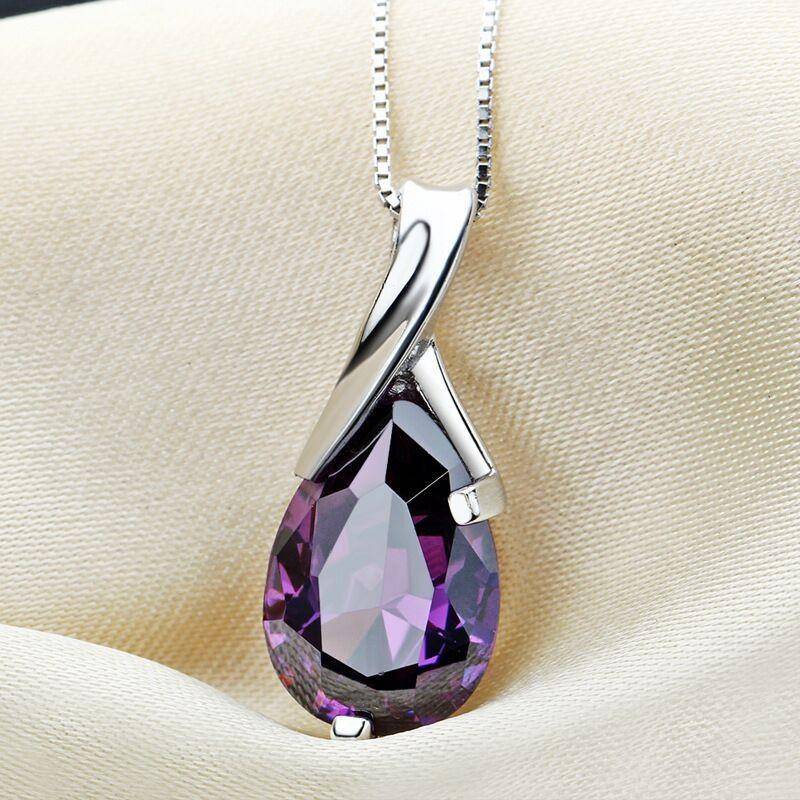 Engelstränen Anhänger Amethyst Elegante Halskette für Mädchen Schlichtes Temperament von Joom DACH