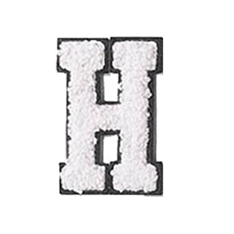 Englische Buchstaben Alphabet Handtuch bestickt Patches für Kinder Kleidung Taschen Jeans Nähen auf Zubehör DIY Name Patch Applikation H weiß von Joom DACH