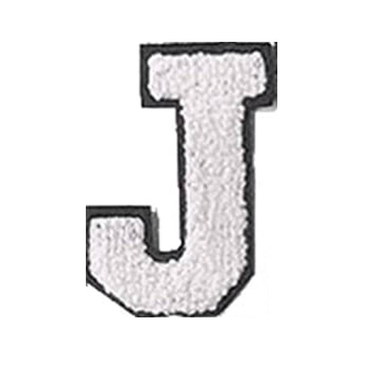 Englische Buchstaben Alphabet Handtuch bestickt Patches für Kinder Kleidung Taschen Jeans Nähen auf Zubehör DIY Name Patch Applikation J weiß von Joom DACH