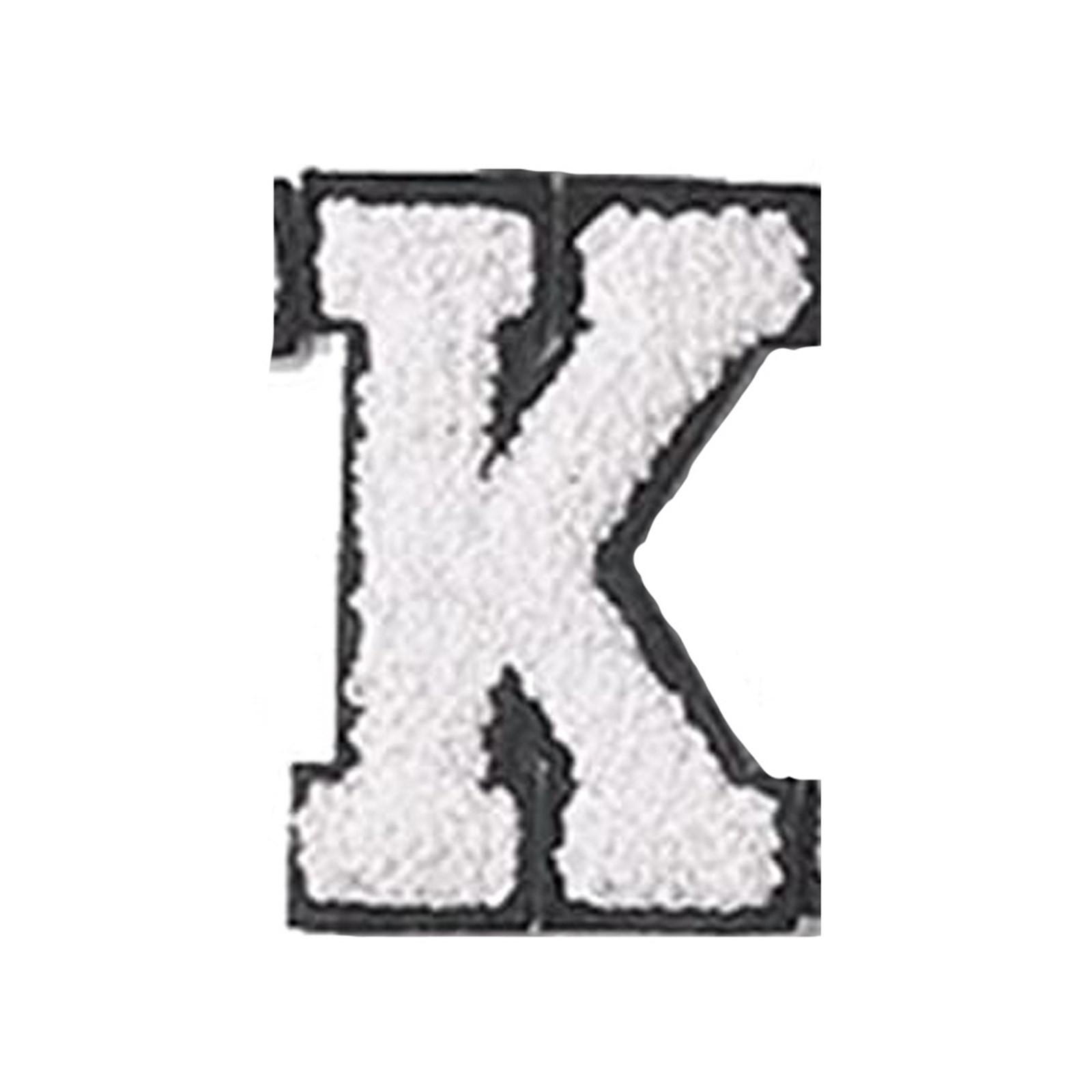 Englische Buchstaben Alphabet Handtuch bestickt Patches für Kinder Kleidung Taschen Jeans Nähen auf Zubehör DIY Name Patch Applikation K weiß von Joom DACH