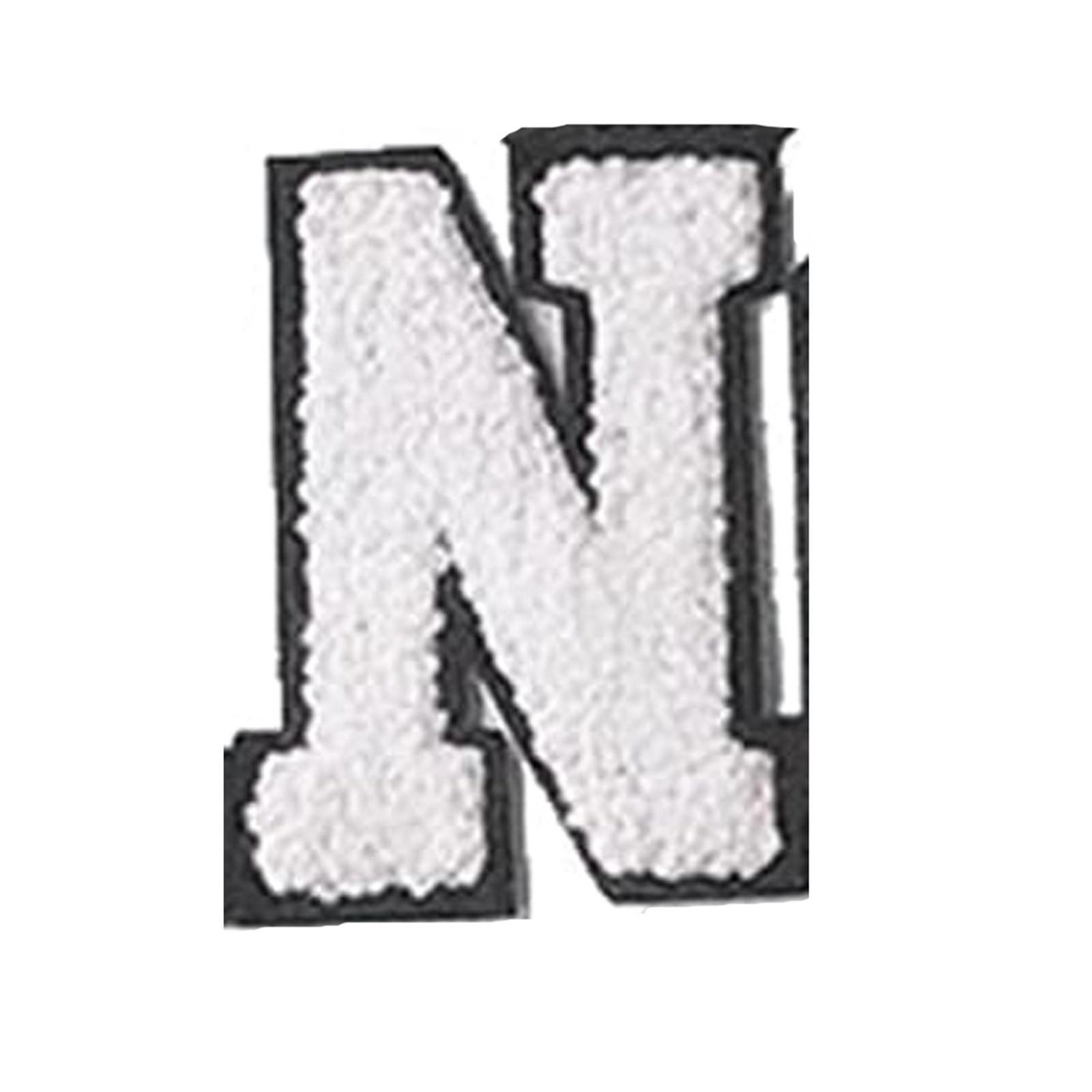 Englische Buchstaben Alphabet Handtuch bestickt Patches für Kinder Kleidung Taschen Jeans Nähen auf Zubehör DIY Name Patch Applikation N weiß von Joom DACH