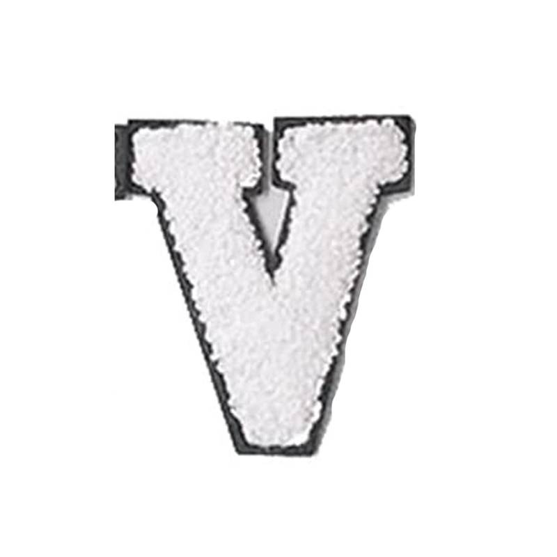 Englische Buchstaben Alphabet Handtuch bestickt Patches für Kinder Kleidung Taschen Jeans Nähen auf Zubehör DIY Name Patch Applikation V weiß von Joom DACH