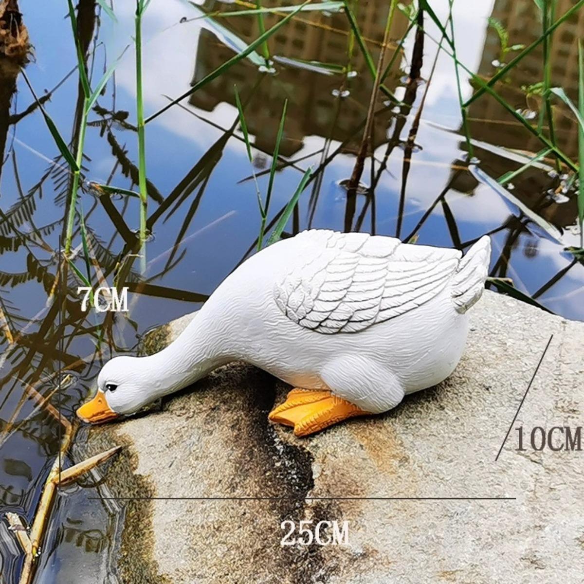 Enten-Dekor aus Kunstharz, echte Bauernhof-Enten-Statuen, lustige Enten-Zaun-Dekoration, echte Tierstatue, Enten-Skulptur für Haus, Garten, Treppe, Bauernhof, Terrasse, Hinterhof Style 1 weiß von Joom DACH