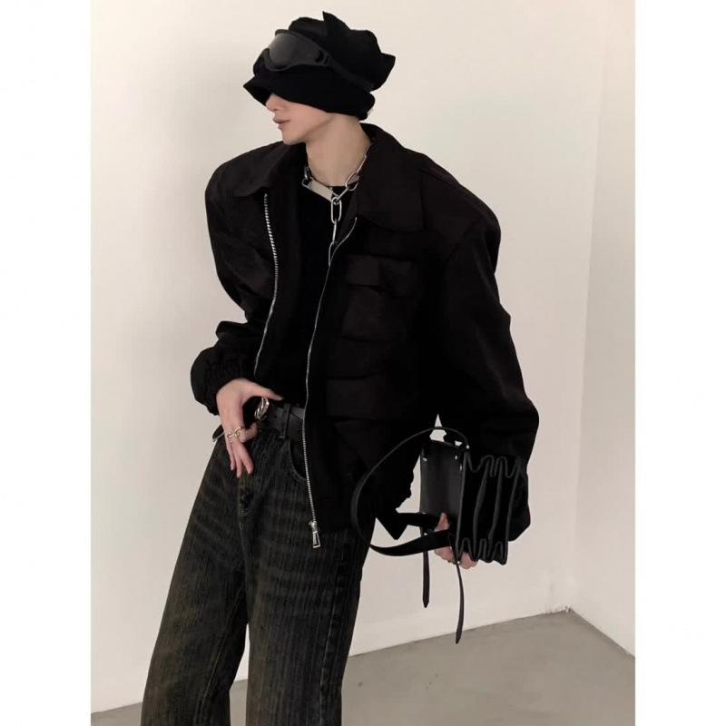 Entworfene Schulterpolsterjacke für Männer und Frauen im Herbst High-End-Mode-Silhouette-Kurzjacke 2XL von Joom DACH