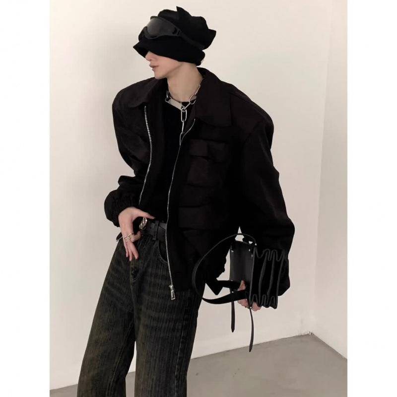 Entworfene Schulterpolsterjacke für Männer und Frauen im Herbst High-End-Mode-Silhouette-Kurzjacke 2XL von Joom DACH