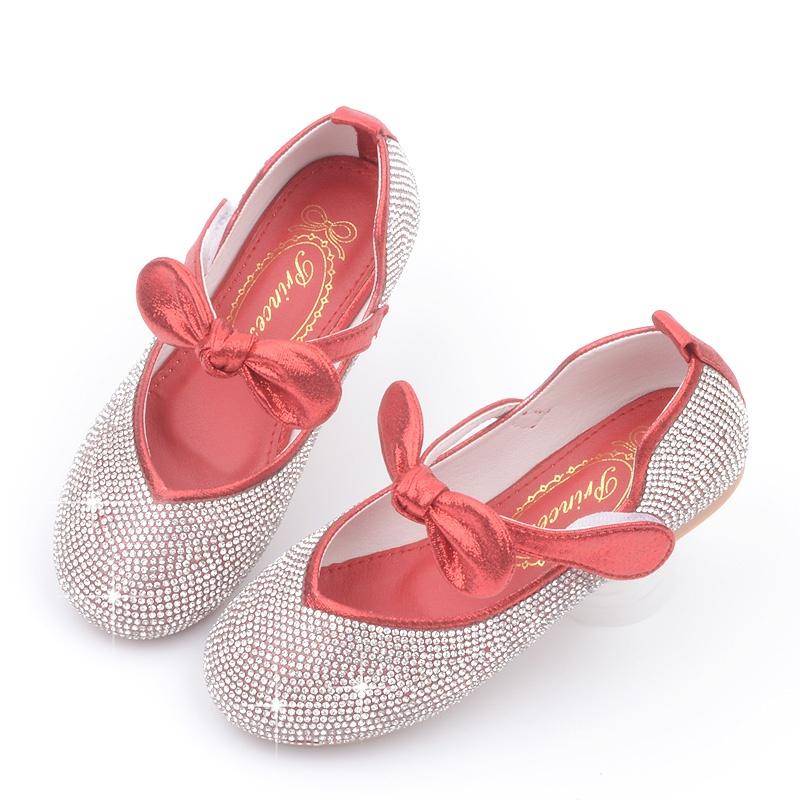 Entzückende glitzernde Prinzessinnen-Partykleidschuhe für kleine Mädchen, Kinder-Mädchen-Prinzessin-Sandalen 25 rot von Joom DACH