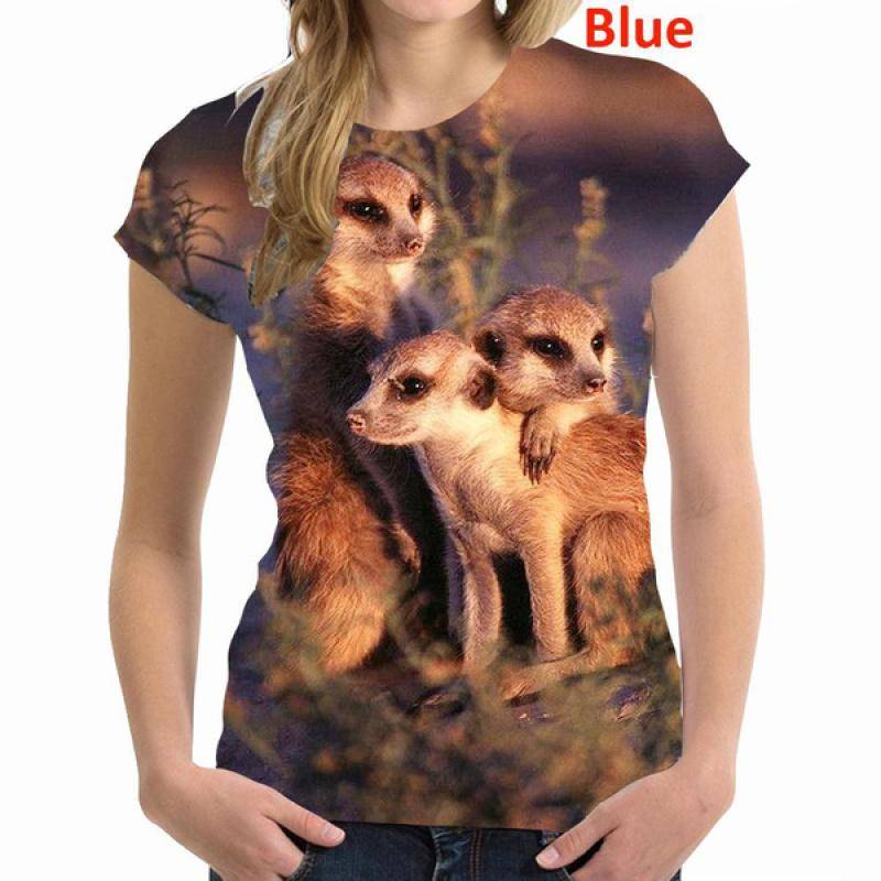 Erdmännchen Lustiges 3D-Druck-T-Shirt für Damen, lässiger Pullover, T-Shirt, Tops XXXL von Joom DACH