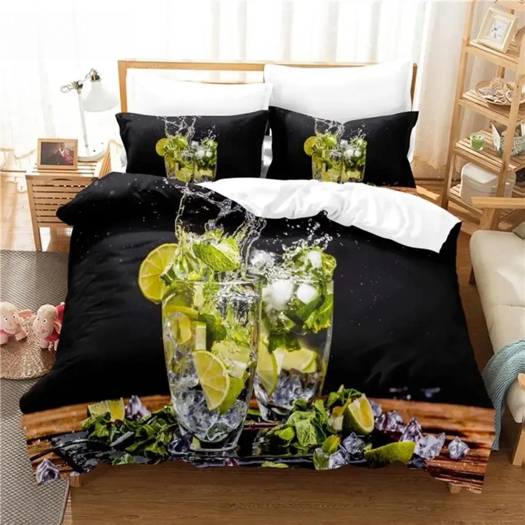 Erfrischendes Limonaden-Bettwäscheset, Bettbezug-Set, 3D-Bettwäsche, Digitaldruck, Bettwäsche, Queen-Size-Bettwäscheset, Modedesign 70x133cm 2pcs von Joom DACH