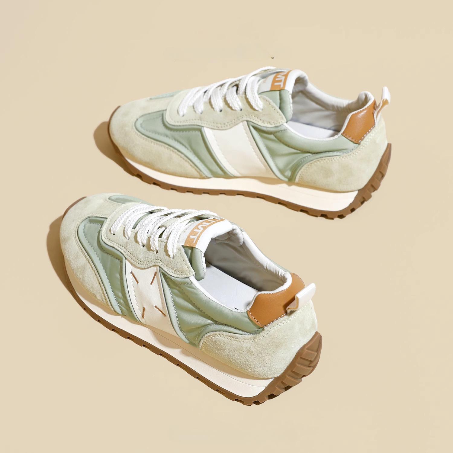 Erhöhen Sie den Boden Echtes Leder Argan Trainingsschuhe für Damen Frühling Neu Flacher Boden Zeigen Füße Kleine Lässige Sneaker 40 grün von Joom DACH