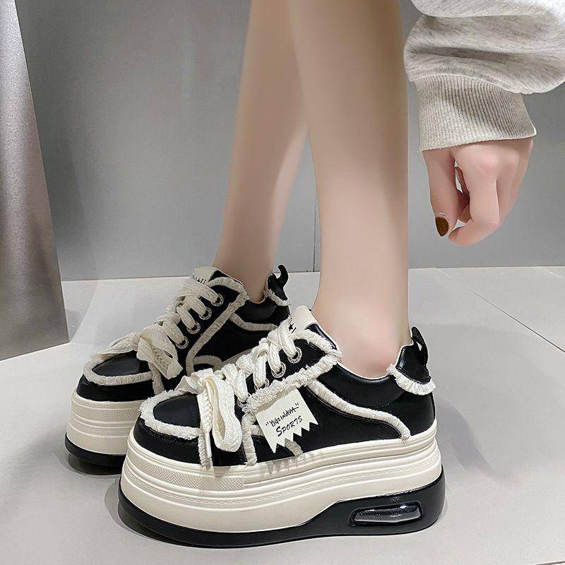 Erhöhte Bequemschuhe Damen Herbst Neu Dad-Schuhe Plateauschuhe Kleine Plateauschuhe Mode 39 schwarz von Joom DACH