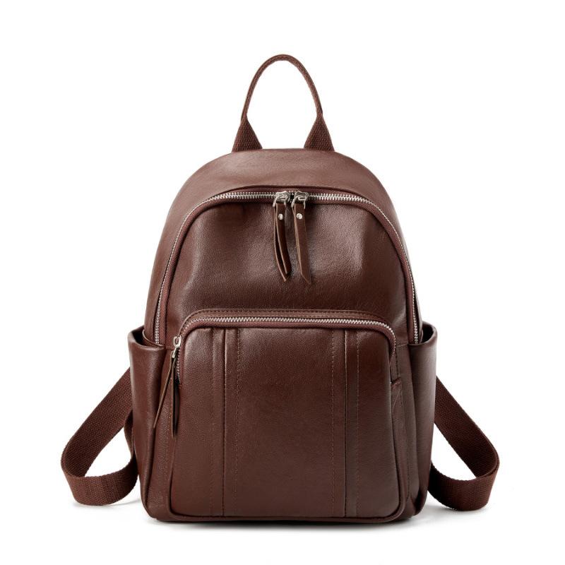 Erste Schicht Leder Europa und die Vereinigten Staaten Mode Rucksack Damen Leder Damen Tasche Weiches Leder Mehrzweck Damen Rucksack Tasche 24*12*33 braun von Joom DACH