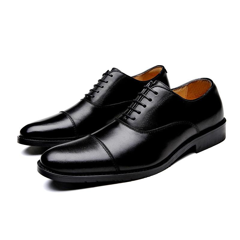 Erste Schicht Rindsleder Handgefertigt Neue Herbst DREI Gelenke Business Formelle Kleidung Lederschuhe Herren Leder Atmungsaktive Britische Oxford Schuhe 44 schwarz von Joom DACH