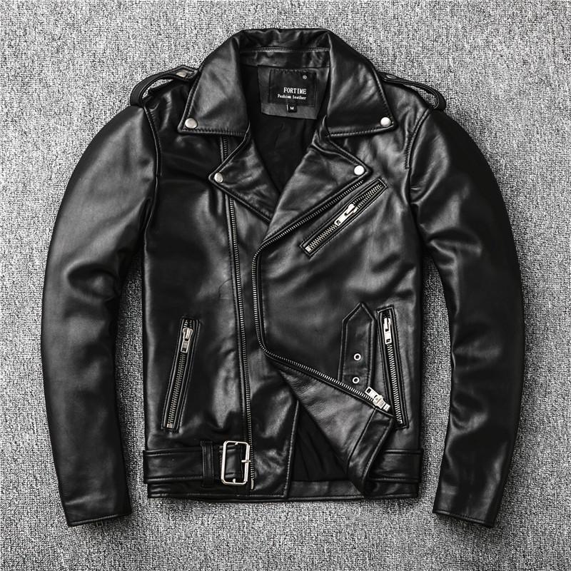 Erste Schicht Schafslederjacke Herren Motorradgürtel Revers Lederjacke Slim Fashion Mantel 5XL von Joom DACH