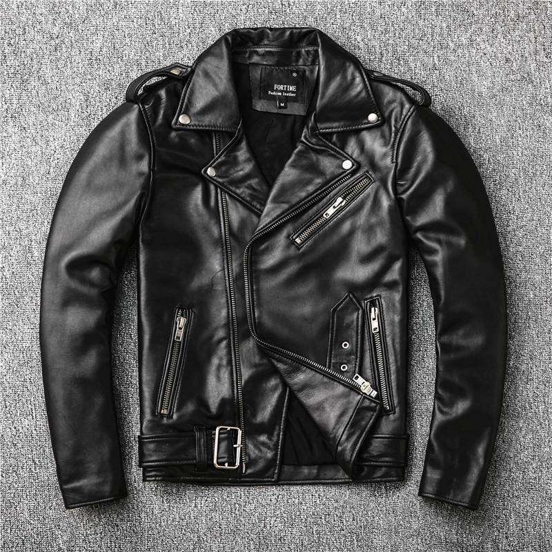 Erste Schicht Schafslederjacke Herren Motorradgürtel Revers Lederjacke Slim Fashion Mantel 5XL von Joom DACH