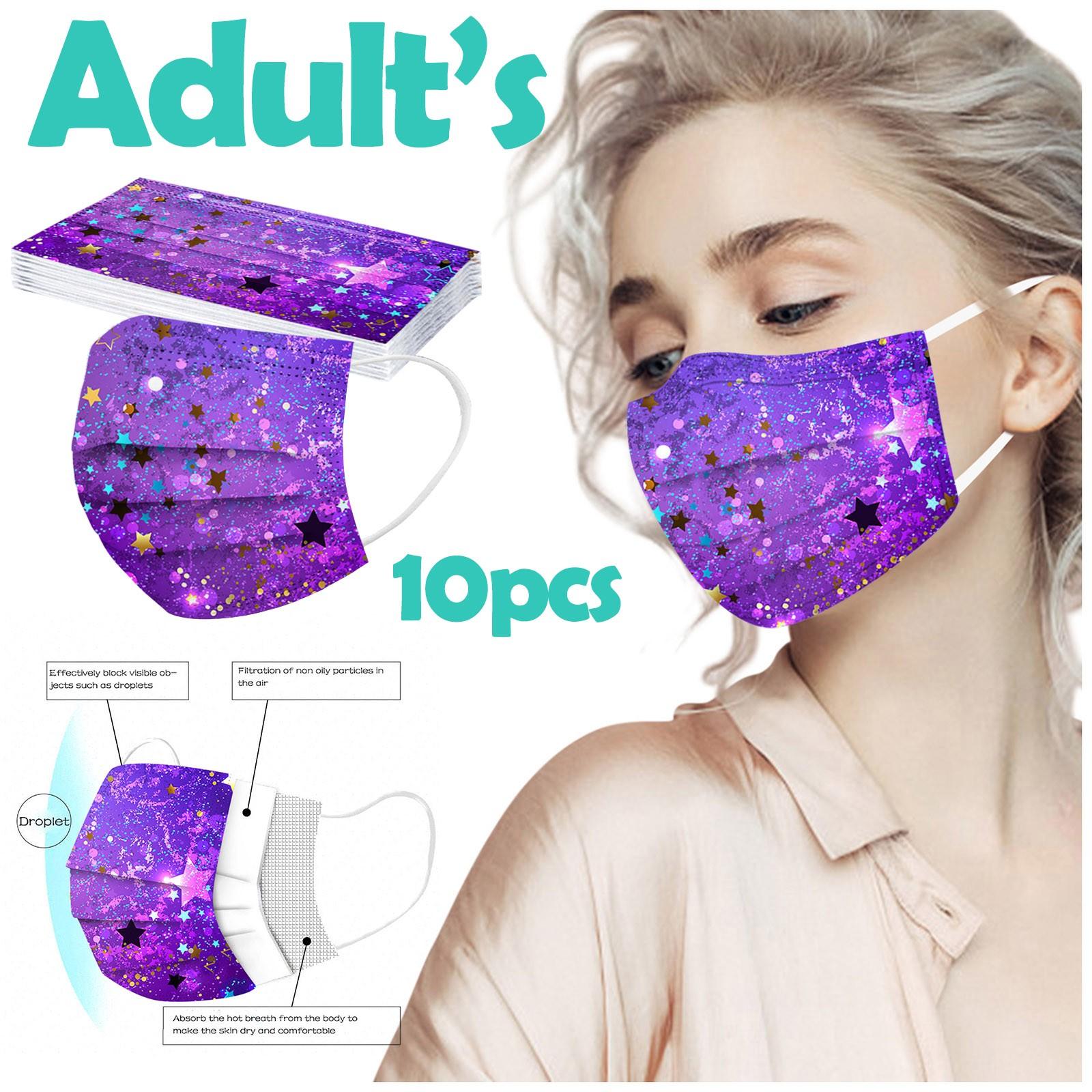 Erwachsene Frauen Mann Einweg-Gesichtsmaske Industrielle 3-lagige Ohrschlaufen-10-teilige Maske von Joom DACH