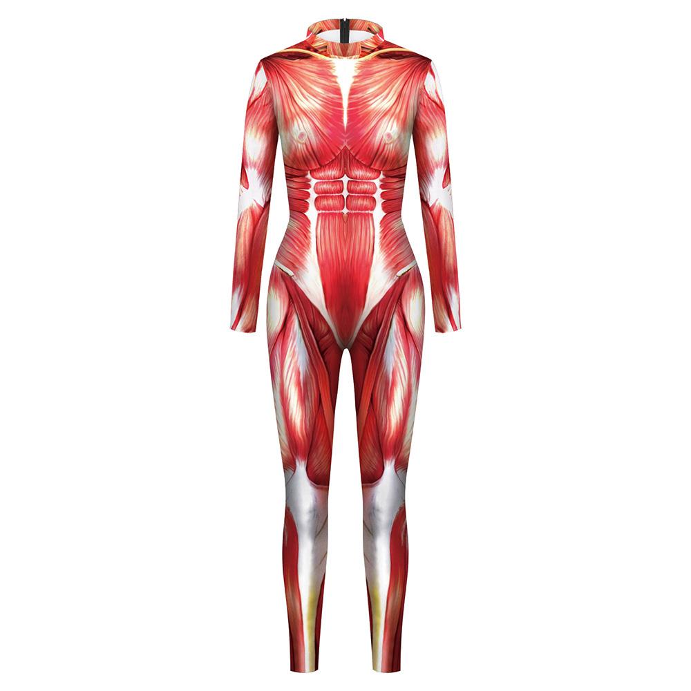 Erwachsene Menschlicher Körper Muskel Einteilige Strumpfhose Frauen Lustig Halloween Karnevalsparty Digitaldruck Cosplay Jumpsuit Verkleidungskostüm XL von Joom DACH