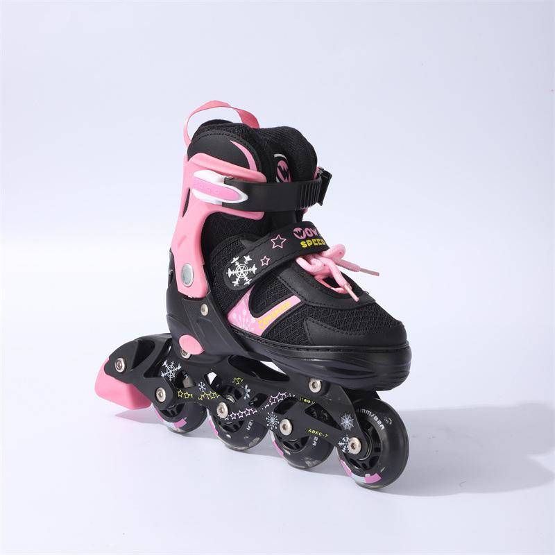 Erwachsene Professionelle kinder Student PVC Rollschuhe Gerade Reihe Skates Verstellbare Skates S size 31-34 rosa von Joom DACH