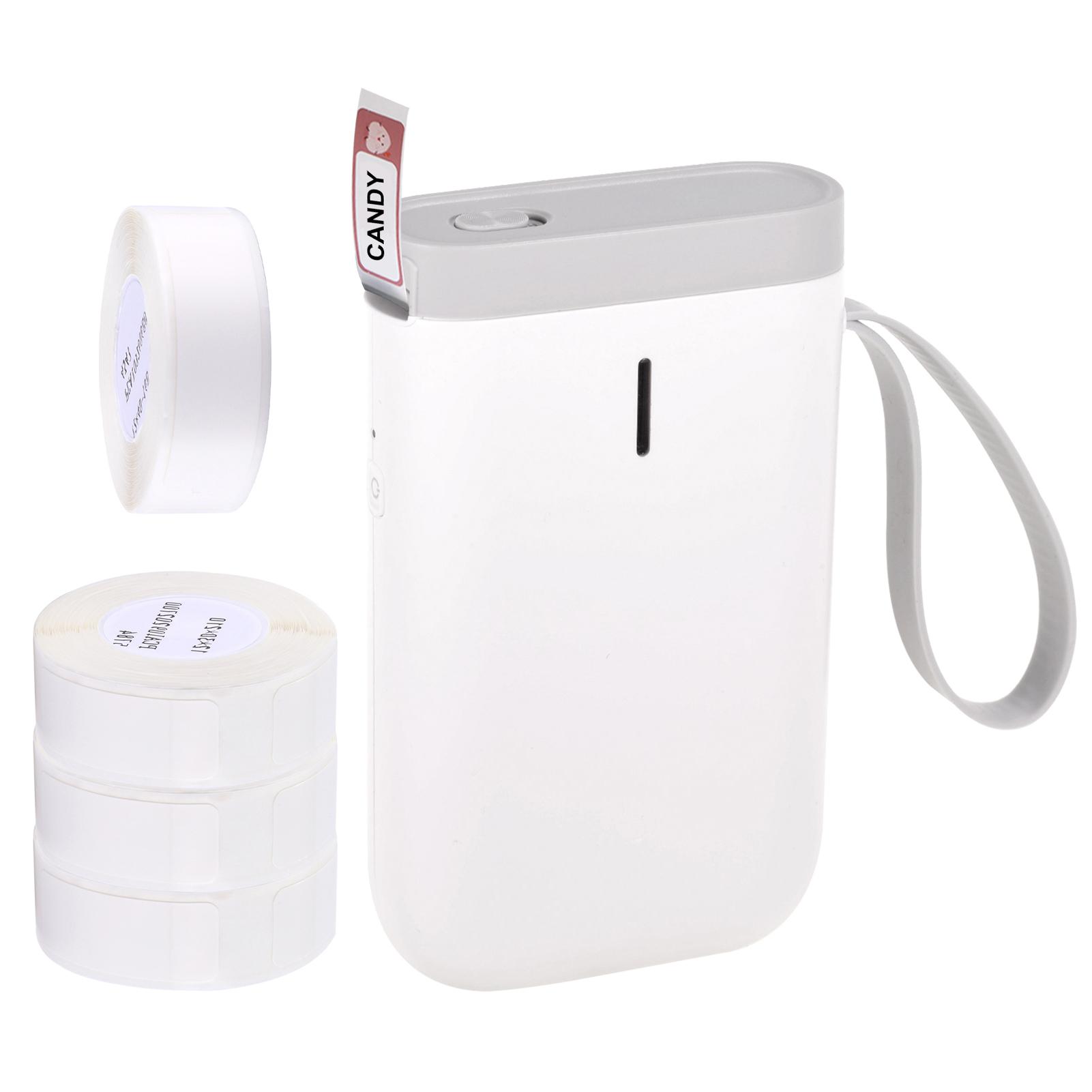 Etikettendrucker, tragbarer Thermo-Etikettendrucker, tragbarer Namens- und Preisaufkleberdrucker im Taschenformat 4 Rolls Thermal Paper weiß von Joom DACH