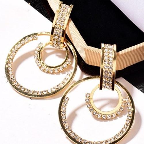 Europa 925 Silbernadel Geometrische Glänzende Kreis Ohrringe Damen Kristall Aus Österreichisch Schlicht und Modisch von Joom DACH