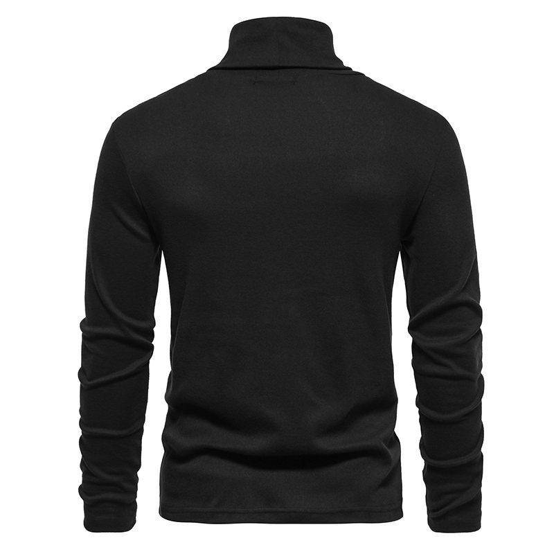 Europäische Größe Herren Basic Hochgeschlossener CVC Kaschmir Pullover Bottoming Shirt Langarm T-Shirt Herren XXL schwarz von Joom DACH