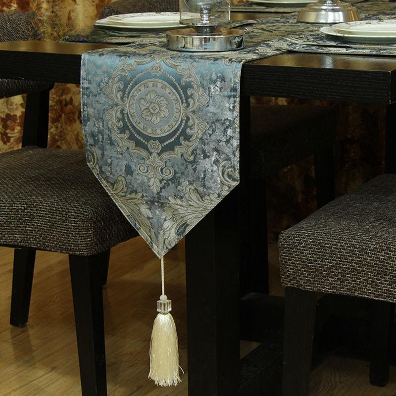 Europäische Jacquard-Tischfahne, für Teetisch und Fernsehschrank, rutschfestes langes Handtuch, mit Perlen besetzte Quaste, Möbeldekoration, Tischdecke 30x183cm 1pcs von Joom DACH