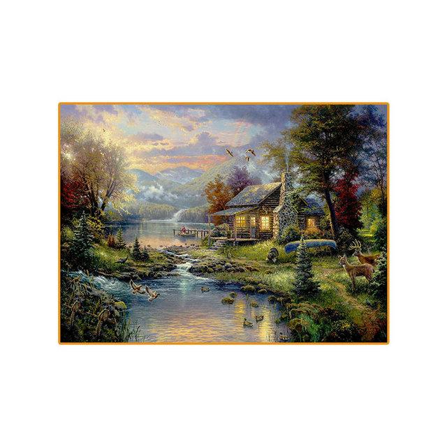 Europäische Ölgemälde Pastoralen Stil Leinwand Malerei Landschaft Poster und Drucke Berg Flüsse Bilder Wohnzimmer Dekor 21cm×30cm NoFrame von Joom DACH