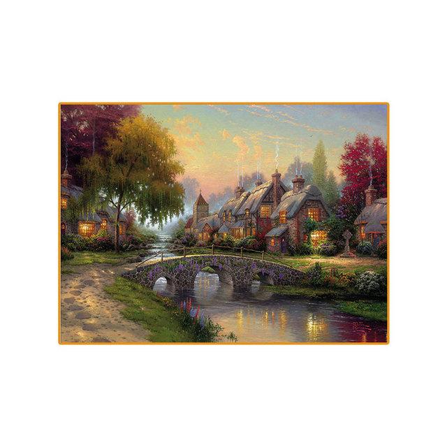Europäische Ölgemälde Pastoralen Stil Leinwand Malerei Landschaft Poster und Drucke Berg Flüsse Bilder Wohnzimmer Dekor 21cm×30cm NoFrame von Joom DACH