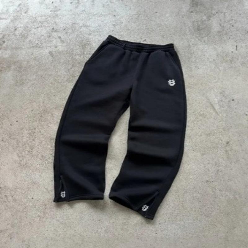 Europäische & Amerikanische Hip Hop Bestickte Reißverschluss-Jogginghosen - Lässige Lange Hosen für Männer & Frauen S von Joom DACH