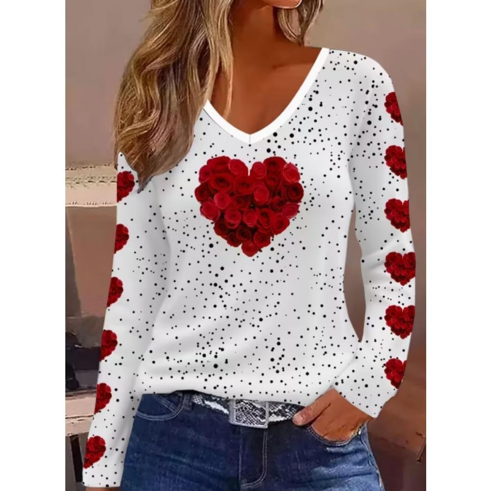 Europäische und amerikanische Damen Langarmshirts mit Druck, modisch, für Frühling, Sommer, Herbst, Streetwear-Tops 5XL von Joom DACH