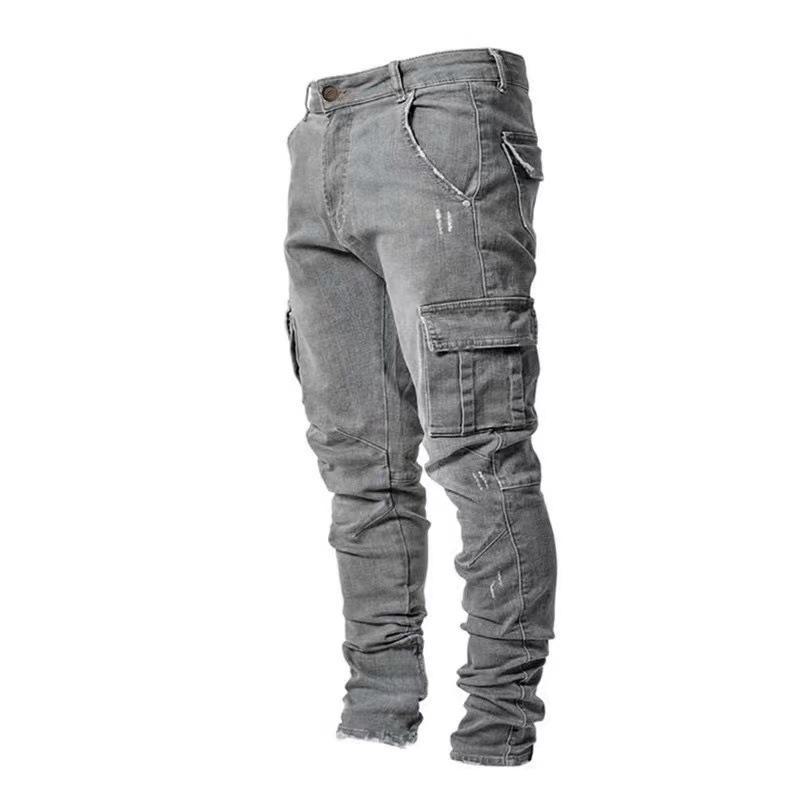 Europäische und amerikanische Herren-Skinny-Jeans mit Seitentaschen NK012 XL grau von Joom DACH
