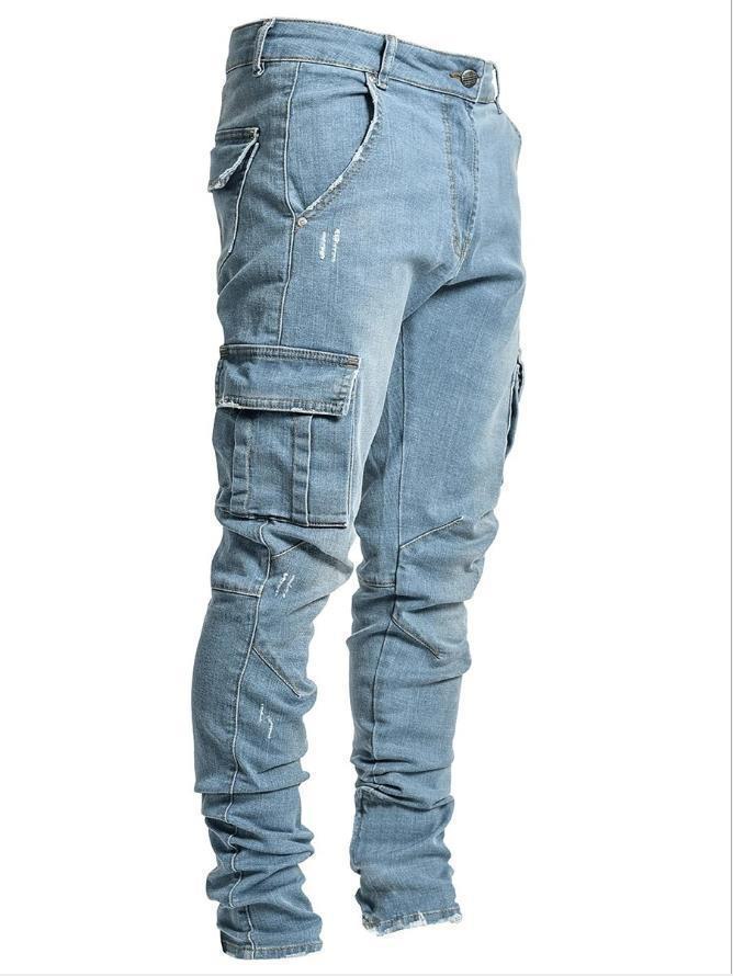 Europäische und amerikanische Herren-Skinny-Jeans mit Seitentaschen NK012 XL hellblaue von Joom DACH
