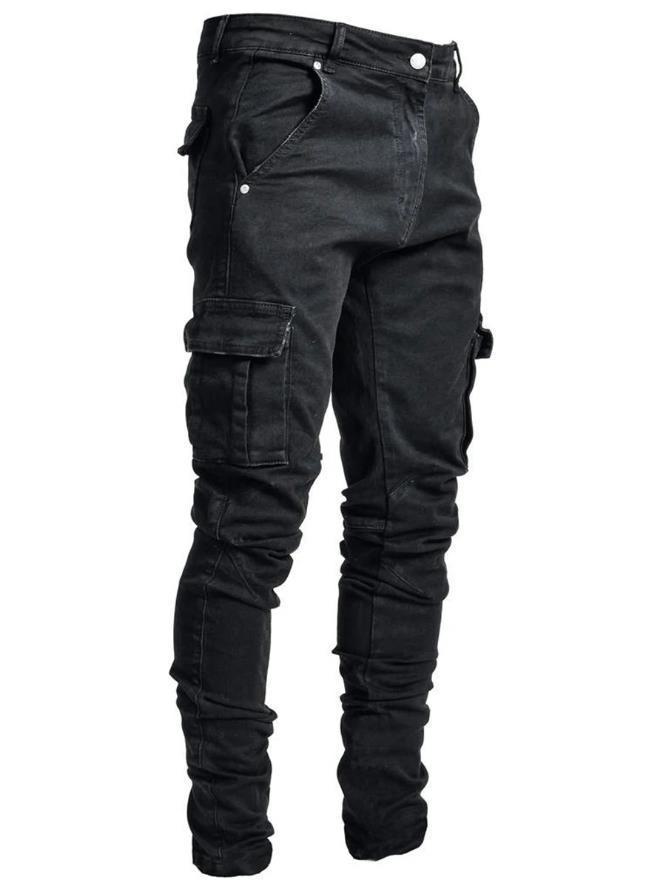 Europäische und amerikanische Herren-Skinny-Jeans mit Seitentaschen NK012 XL schwarz von Joom DACH