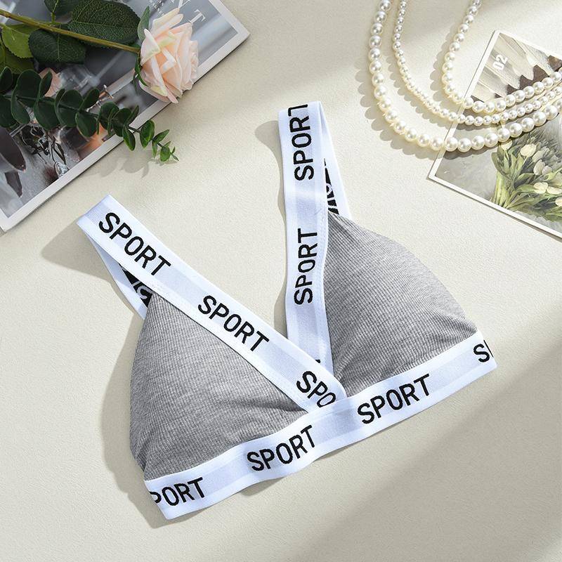 Europäischer Stil Frühling und Sommer Unterwäsche mit Gewinde-Buchstaben Umwickelte Brust Dreieckscup Tube Top Weste Sport-BH XXL graue von Joom DACH